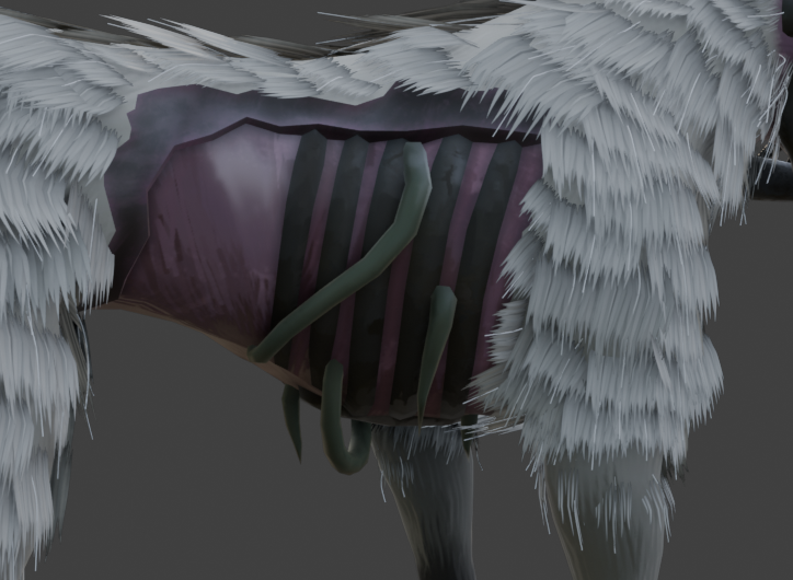 The wolf with base layer fur applied.